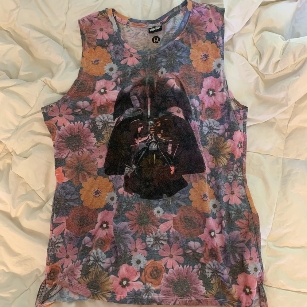 star wars Darth Vader floral muscle tee